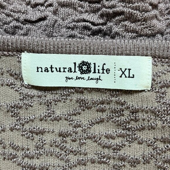 Natural Life Danielle Womens Textured Square Neck Top Sz XL Mauve Stretchy Knit - Picture 2 of 8